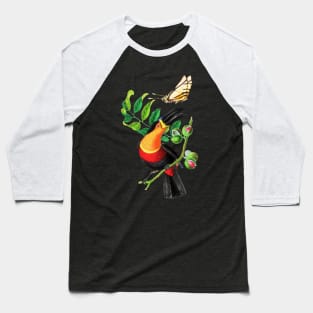 colorful Bird, flower and butterfly Baseball T-Shirt